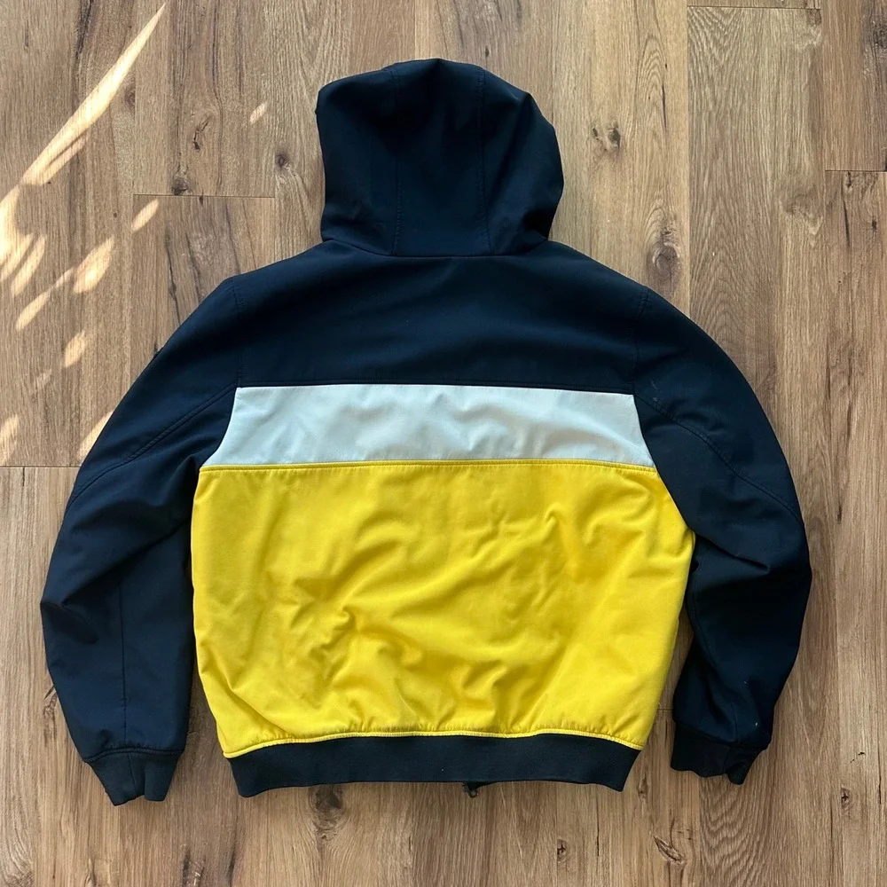 Tommy Hilfiger Mens Yen Softshell Hooded Jacket‎ Navy White Yellow Size XL